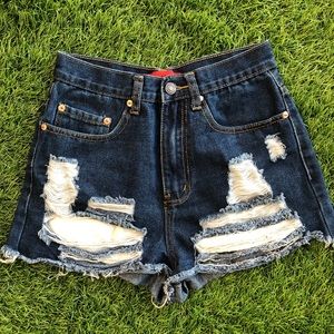 High waisted Signature8 distressed denim shorts